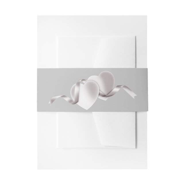 Silber mit silbernen Herzensbändern Einladungsbanderole (Vorderseite Beispiel)