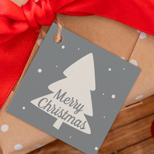 Silber mit weißem Kiefer und Schneeflocken Weihnac Geschenkanhänger (Von Creator hochgeladen)