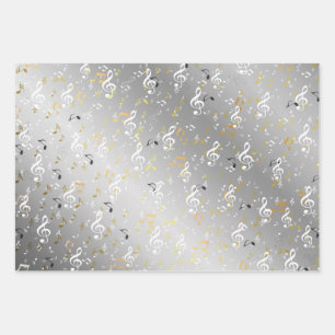 silber,Musiknote, Luxus, Gold, königlich, elegant Geschenkpapier Set