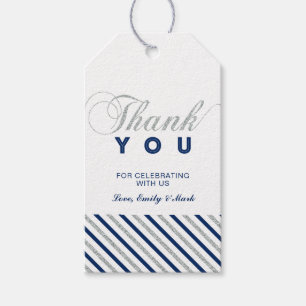 Silber & Navy   Moderne Partygeschenk-Dankeschön-T Geschenkanhänger