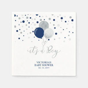 Silber & Navyblau It's a Boy Baby Shower Serviette