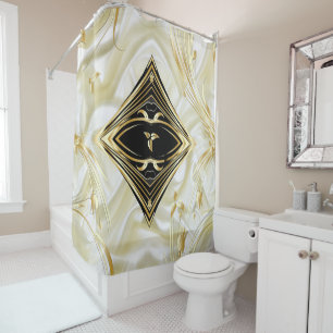 Silber oder Gold Abstrakte Blume auf - Silk & Art Duschvorhang