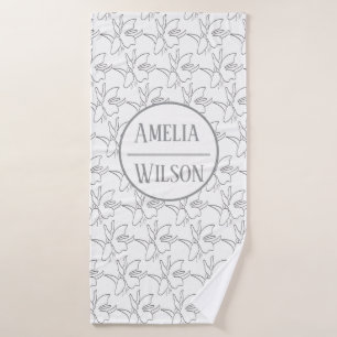 Silber-Orchideen-Blumen-Pflanzen-Muster Badehandtuch