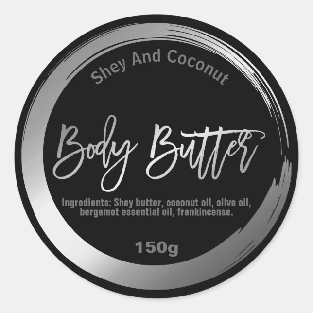 Silber Paint Black Body Butter Label Runder Aufkleber (Vorderseite)