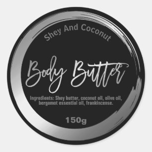 Silber Paint Black Body Butter Label Runder Aufkleber