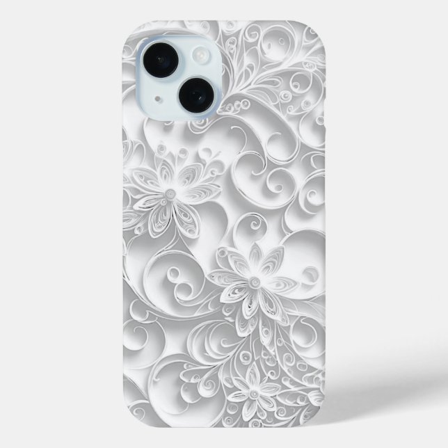 Silber Paper Quilling Daisy Design Case-Mate iPhone Hülle (Rückseite)