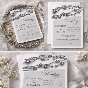 Silber Perle Elegante Klassische Hochzeit Einladung