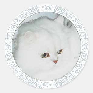 Silber-Perserkatze Kopfstudie Runder Aufkleber