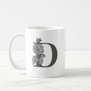 Silber-Pfingstrose Elegantes Monogramm Initiale D  Kaffeetasse