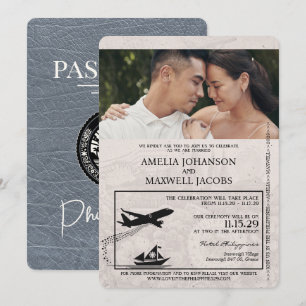 Silber Philippinen Reisepass Hochzeitseinladung Einladung