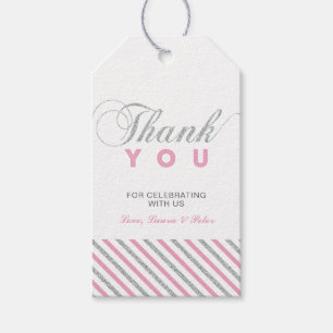 Silber & Rosa   Moderne Partygeschenk Dankeschön-T Geschenkanhänger