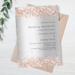 Silber-Roségold-Luxus-Hochzeitsempfang Einladung