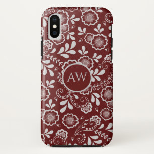 Silber-Rot-Victorianisch-Floral-Lace-Monogramm Case-Mate iPhone Hülle