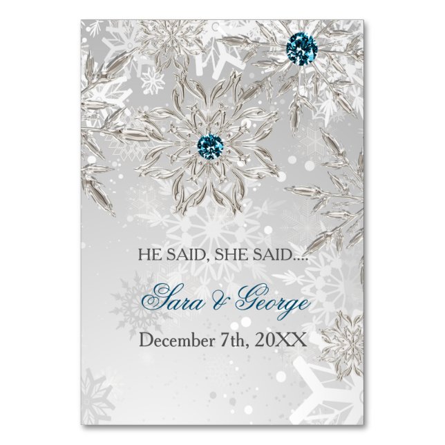 silber sagte er, sie sagte Brautparty-Spielkarte Tischnummer (Vorderseite)