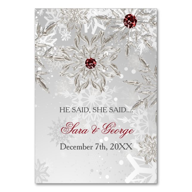 silber sagte er, sie sagte Brautparty-Spielkarte Tischnummer (Vorderseite)