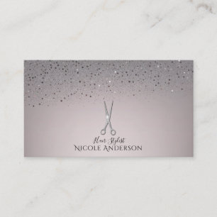 Silber Salon Friseur Scheren Pink Glitter Funkeln Visitenkarte