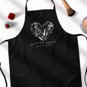 Silber Salon Herz Stylist Personalisierter Name Schürze