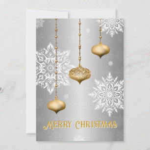 Silber-Schneeflocken- und Ornament-Weihnachtskarte Feiertagskarte