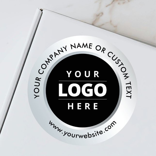 Silber-Schwarz-Geschäftslogo-Versand-Werbung Runder Aufkleber (Von Creator hochgeladen)