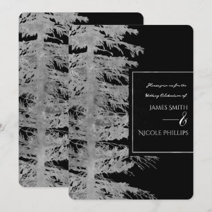 Silber Schwarz Glamour Tannenbaum Rustikaler Wald Einladung