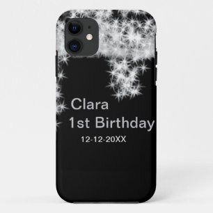 Silber schwarz glitzer name geburtstag datum jahr Case-Mate iPhone hülle