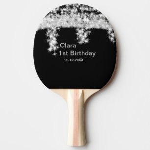 Silber schwarz glitzer name geburtstag datum jahr tischtennis schläger