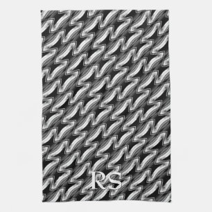 Silber-Schwarz-Muster: Monogramm Küchendekor Küchentuch