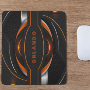 Silber, Schwarz, Orange, geometrische Gaming-Monog Mousepad