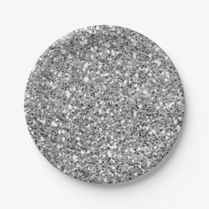 Silber Schwarzer Glanz Glitter Glam Individuelle P Pappteller