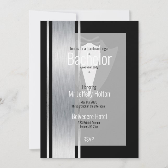 Silber, Schwarzweißstreifen Save the Date (Vorderseite)