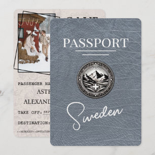 Silber Schweden Reisepass Save The Date