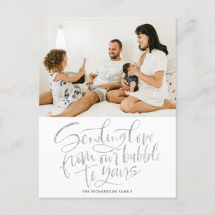 Silber sendet Liebe von unserer Blase an deine Fot Feiertagspostkarte