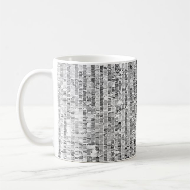 Silber-Sequenzen, glamouröser, nahtloser Hintergru Kaffeetasse (Links)