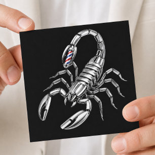 Silber Skorpion Rasiermesser Barbier Shop Logo Hai Quadratische Visitenkarte