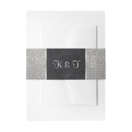 Silber-Sparky-Monogramm mit hohem Glamour Einladungsbanderole