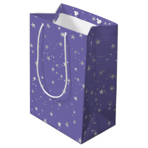 Silber Stars auf Periwinkle Hintergrund Mittlere Geschenktüte