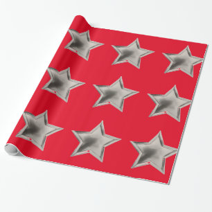 Silber Sterne auf rotem Umschlagpapier Geschenkpapier