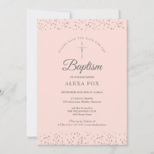 Silber Sternenstaub Taufe Christening Blush Rosa Save The Date