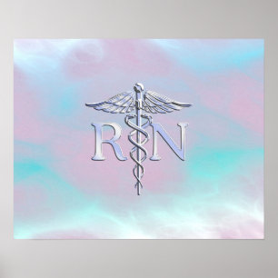 Silber Style RN Caduceus Medical Mutter Perle Poster