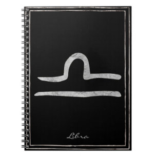 Silber-stylisierte Astrologie-Symbol für Libra Notizblock