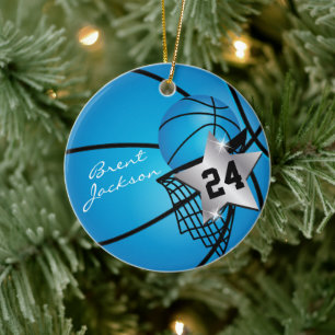 Silber Superstar Basketball  DIREKT  Blau Keramik Ornament
