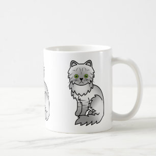 Silber-Tabby-Chinchilla-Perserkatze Cartoon-Kunst Tasse