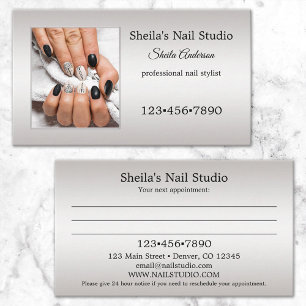 Silber-Termin im Nagelstudio mit individuellem Fot Visitenkarte