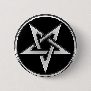 Silber umgekehrter Pentagram Button