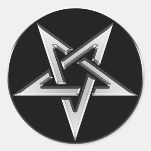 Silber umgekehrter Pentagram Runder Aufkleber