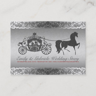 Silber- und Black Horse & Carriage Wedding Design Visitenkarte