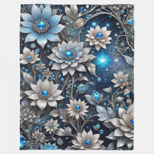 Silber und Blau Fleecedecke (Vorderseite)