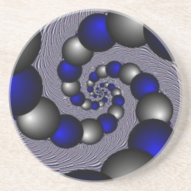 Silber und Blau Perlen bis unendlich Getränkeuntersetzer (Vorne)