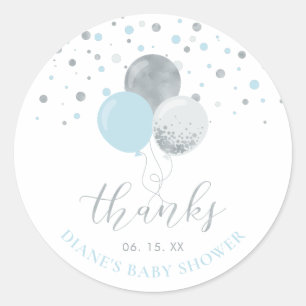 Silber- und blaue Luftballons Partygeschenk Dank Runder Aufkleber