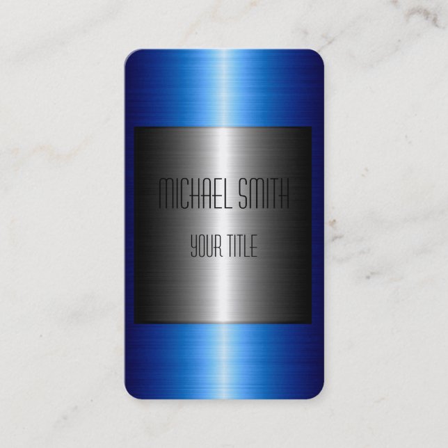 Silber und Blauer Edelstahl Visitenkarte (Vorderseite)